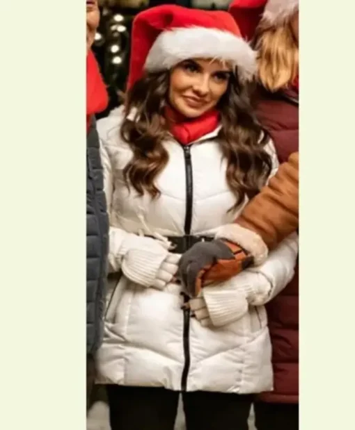 Love Hard Mikaela Hoover White Polyester Puffer Jacket