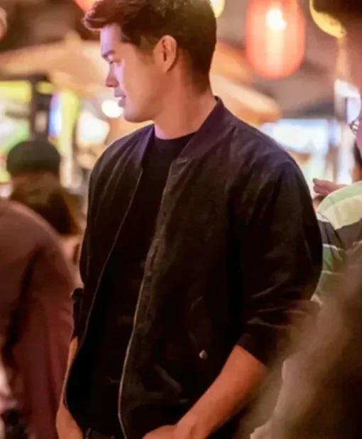 Love In Taipei 2023 Ross Butler Black Suede Bomber Jacket