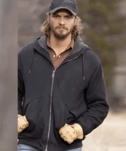 Luke Grimes TV Series Yellowstone Kayce Dutton Dark Grey Fleece Hoodie Jacket For Sale