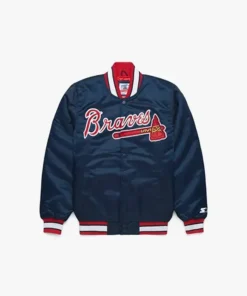 MLB Atlanta Braves Blue Satin Varsity Jacket