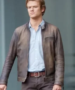 MacGyver Angus Lucas Till Distressed Silver Brown Leather Jacket