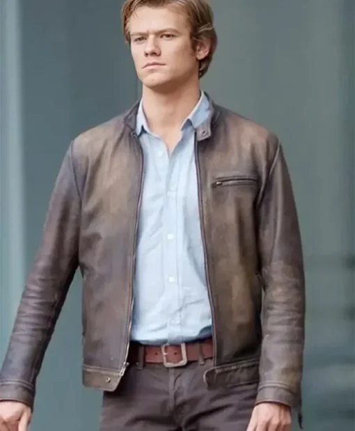 MacGyver Angus Lucas Till Distressed Silver Brown Leather Jacket
