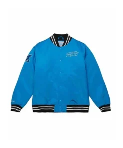 Marcelo Carolina Panthers Satin Varsity Bomber Jacket