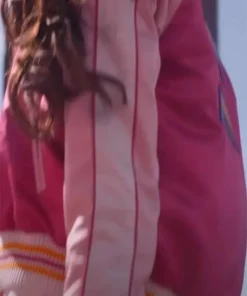 Margaret Qualley The Substance 2024 Sue Pink Letterman Varsity Jacket For Unisex