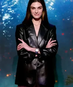 Mariah Strongin The Adam Project Black Leather Blazer Coat