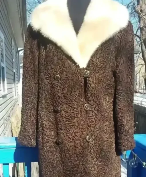 Marie Persian Lamb Coat With Mink Collar
