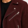 Men Biker Sean Suede Maroon Jacket