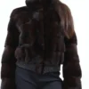 Marry Mink Fur Brown Bomber Jacket