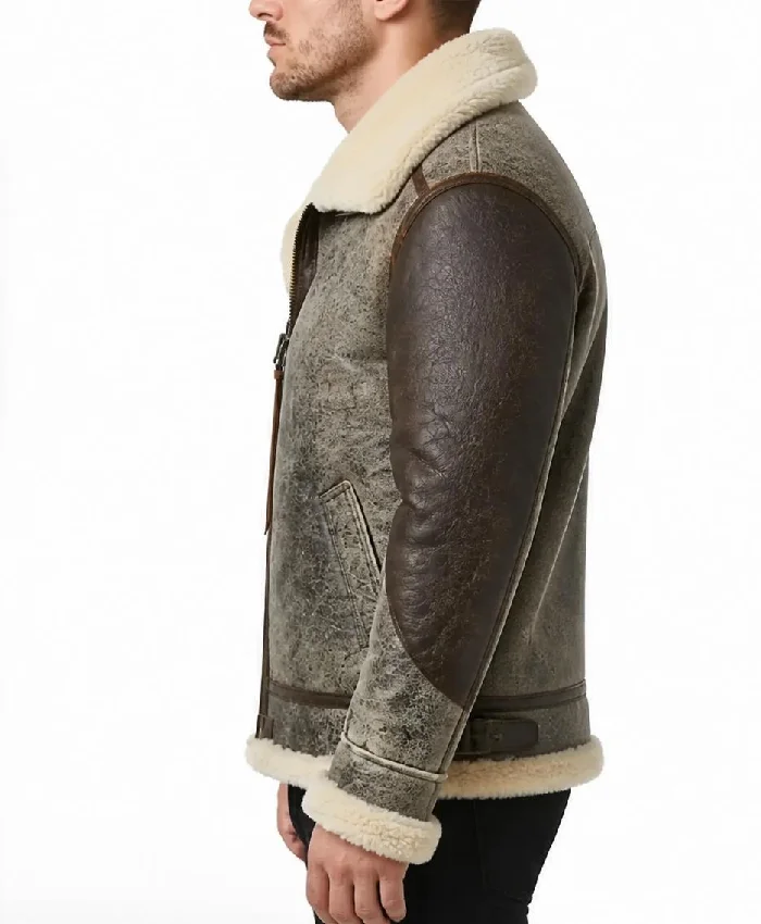Mason SF Bomber Distressed Cockpit Pilot Leather Jacket Mens