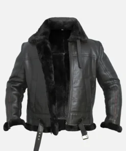 Mateo RAF Aviator SF Black Sheepskin Bomber Jacket
