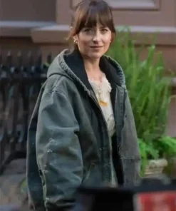 Materialists 2024 Dakota Johnson Grey Hooded Jacket