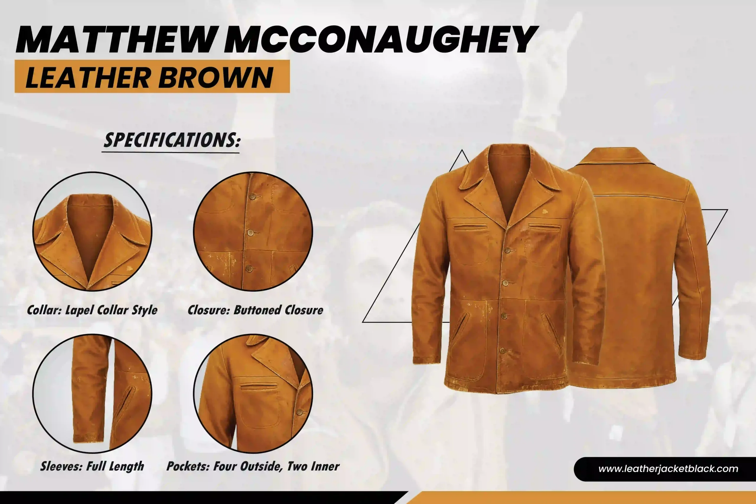 Matthew McConaughey Leather Brown Jacket- Info