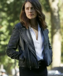 Megan Boone The Blacklist Black Motorcycle Leather Jacket