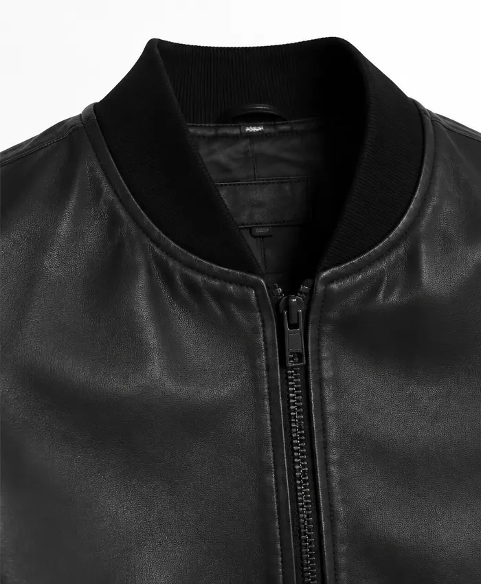 Men Black Bomber Leather Jacket