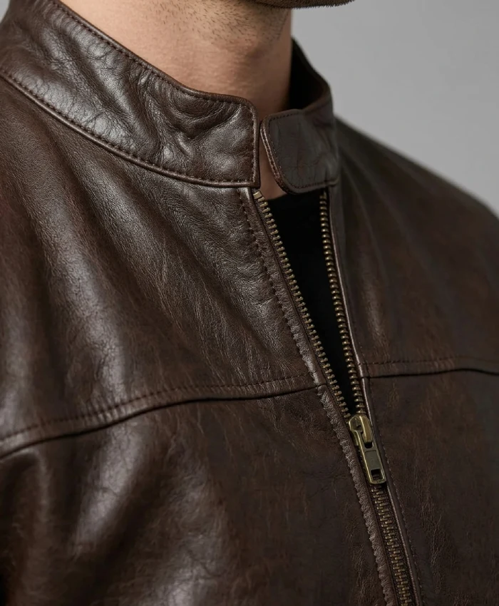 Brownish Men Leather Classic Jacket