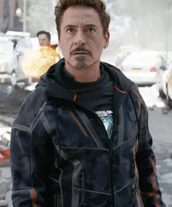 Men Hoodie Jacket Tony Stark RDJ Camouflage Avengers Infinity War 2018