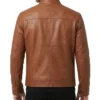 Men Biker Leather Tan Brown Jacket