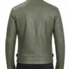Men Salley Premium Military Green Cafe Racer Leather Jacket