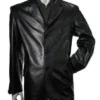 Men Silky Leather Black Blazer