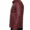 Men Splawn Premium Maroon Cafe Racer Slim Fit Leather Jacket