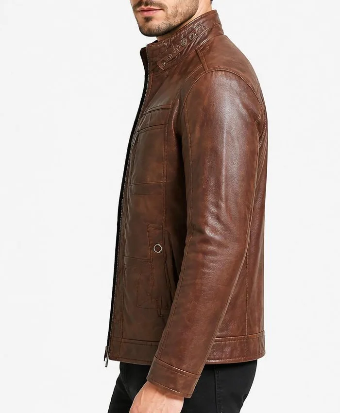 Men Stint Biker Leather Jacket