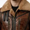 Men Wesley Brown B3 Aviator Leather Jacket