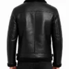 Men Winter Fur Collar Black Leather Jacket