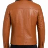 Men Winter Fur Collar Mustard Leather Jacket