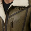 Men Xavier B3 Distress Brown RAF Genuine Fur Bomber Jacket