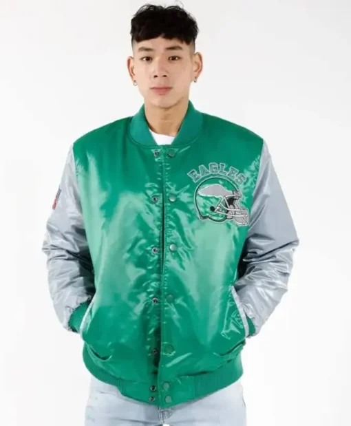 Men nad Women Philadelphia Eagles Satin Jacket Front