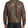 Mens 1950s Vintage Brown Leather Bomber Jacket