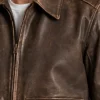 Mens 1950s Vintage Leather Bomber Brown Jacket