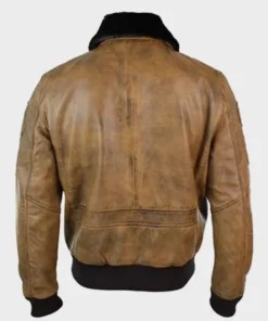 Men’s Aviator Tan Bomber Jacket With Patches
