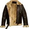Men’s B3 Bomber RAF Aviator Flight Shearling Fur Real Leather Brown Jacket
