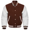 Mens Baseball Style Brown and White Letterman Jacket