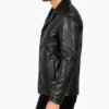 Mens Black 3 4 Quarter Length Leather Coat