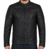 Mens Black Leather Biker Jacket