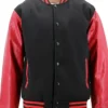 Mens Black and Red Letterman Bomber Jacket