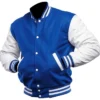Mens Blue Varsity Wool Letterman High School Bomber Jacket