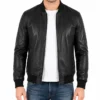 Mens Bomber Leather Black Jacket