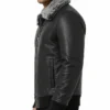 Mens Bradford Bomber Shearling Black Leather Jacket