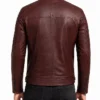 Mens Cafe Racer Distressed Maroon Leather Jacket