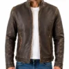 Men’s Cafe Racer Maroon Leather Jacket