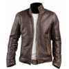 Men's Cafe Racer Maroon Leather Jacket