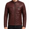 Mens Cafe Racer Maroons Leather Jacket