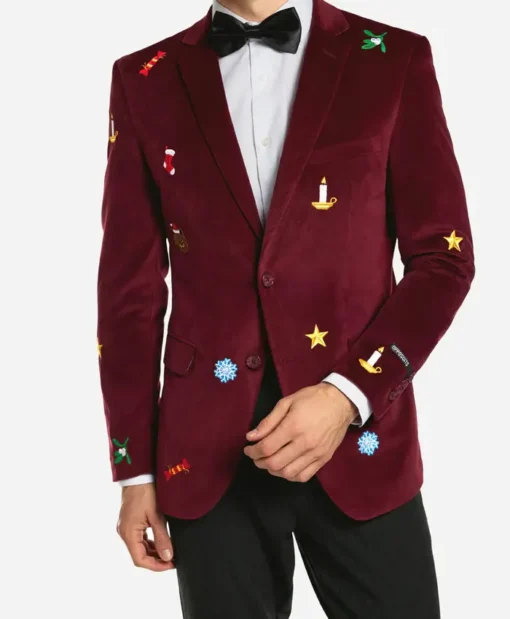 Mens Christmas Maroon Blazer