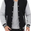 Mens College Grey and Black Letterman Varsity Jacket