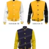 Mens College Style Multiple Colors Leather Sleeves Letterman Wool Baseball Bomber Jacket