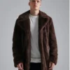 Mens Dark Brown Faux Fur Coat