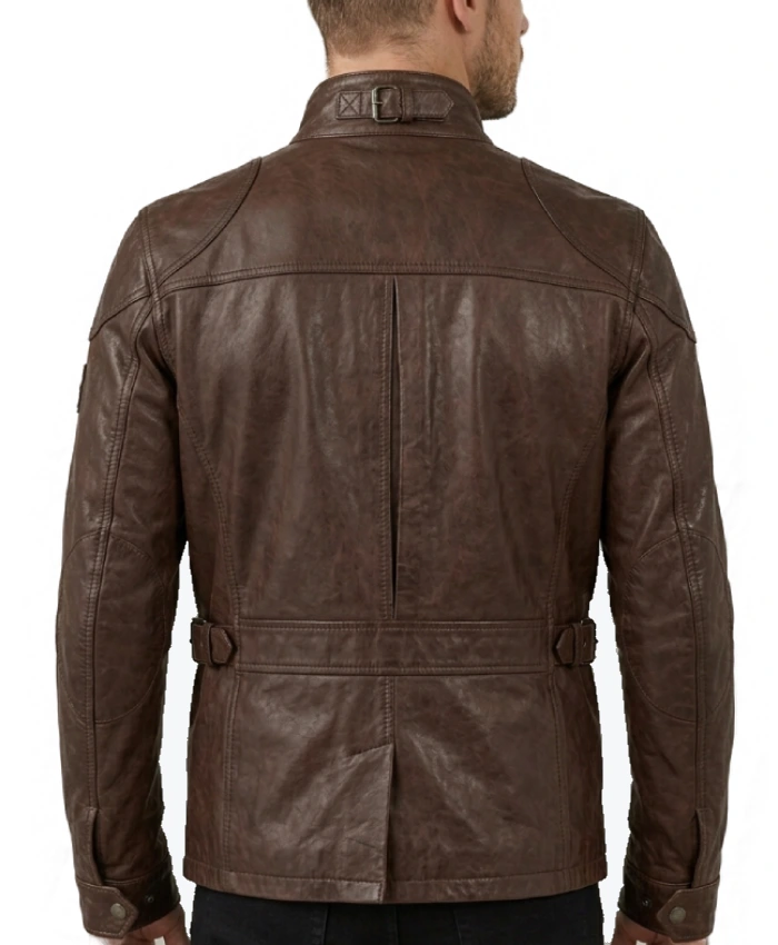 Mens Double Pocket Super Classic Brown Leather Jacket